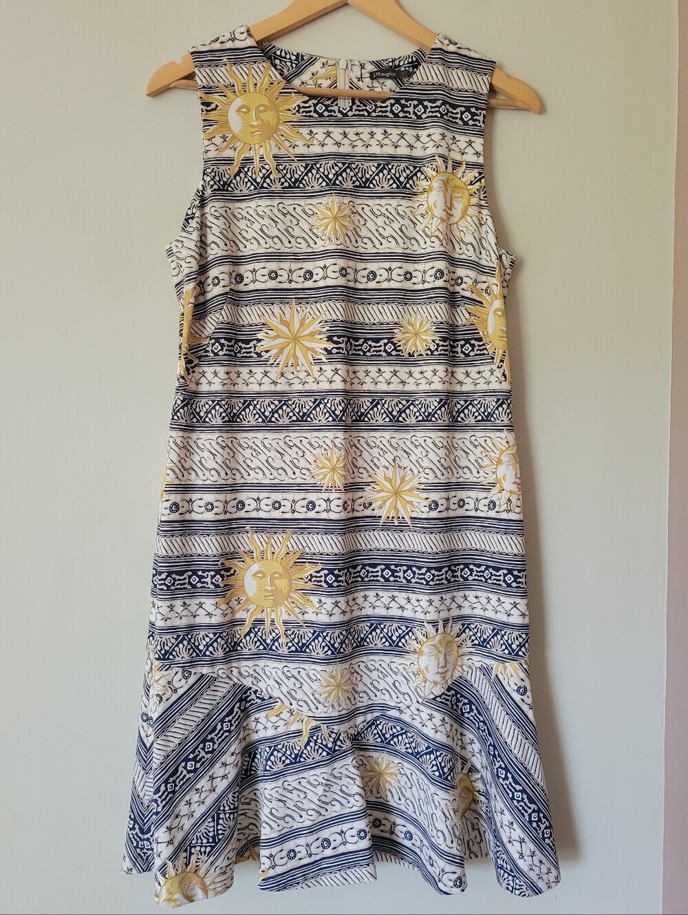 J. McLaughlin Catalina Cloth Celestial Star Moon Print Sleeveless Dress Large